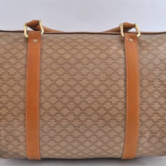 CELINE Vintage Macadam Blason Pattern Hand Boston Bag PVC Leather Beige … - Picture 2 of 12